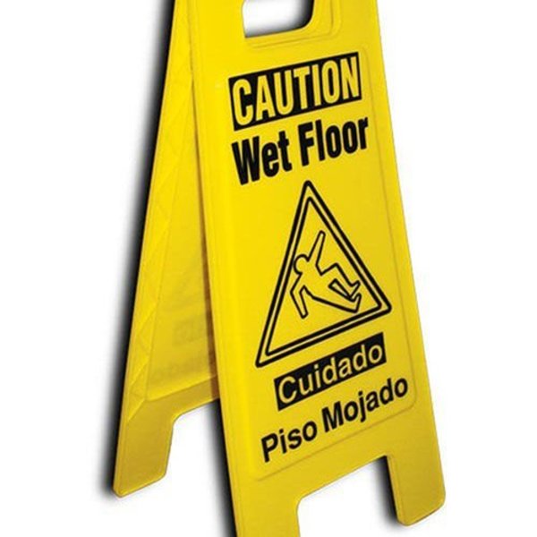 National Marker Co NMC Heavy Duty Floor Stand - Caution Wet Floor - Bilingual HDFS201